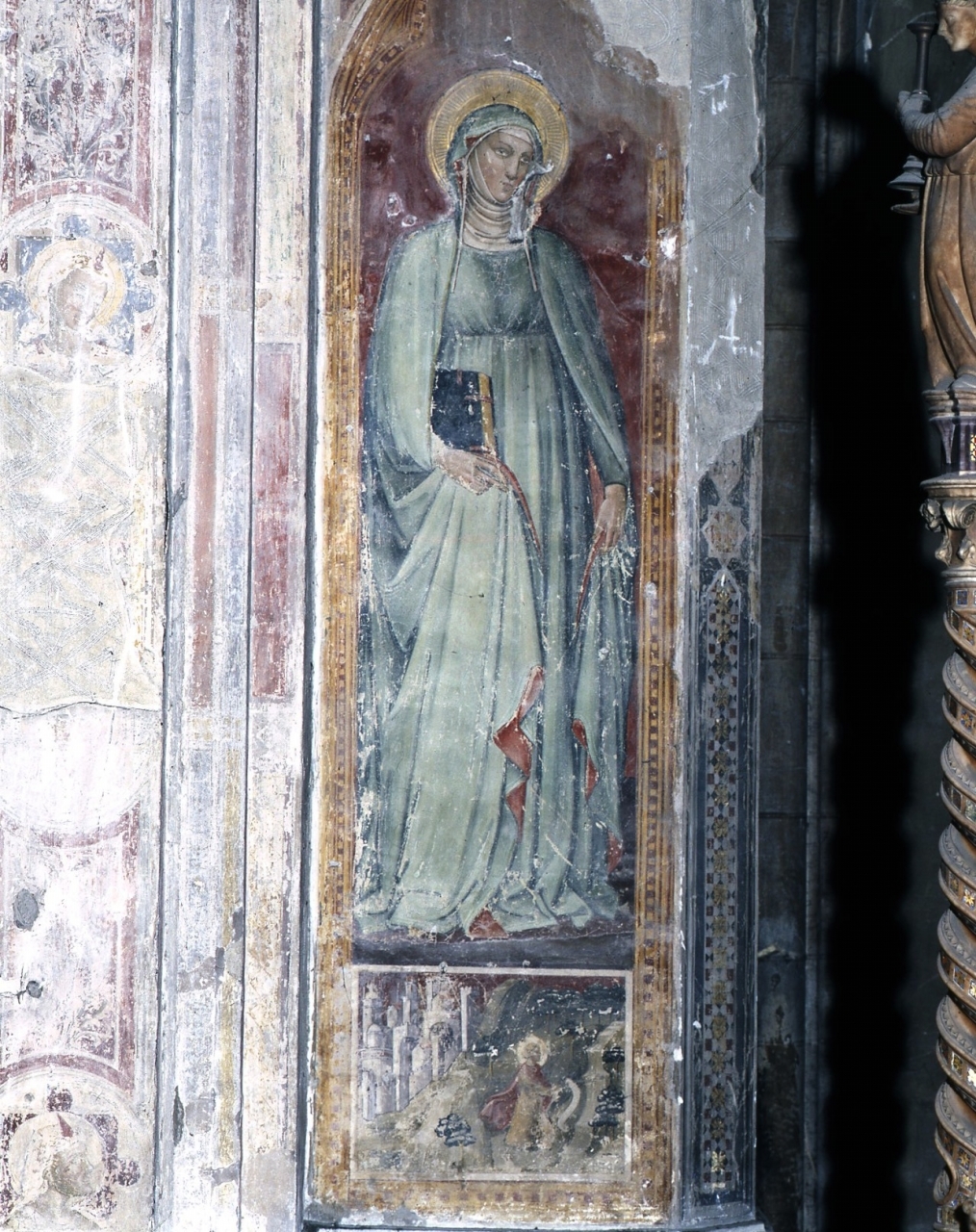 San Giovanni Battista nel deserto/ Santa (dipinto murale) di Cenni di Francesco di Ser Cenni (fine secc. XIV/ XV)