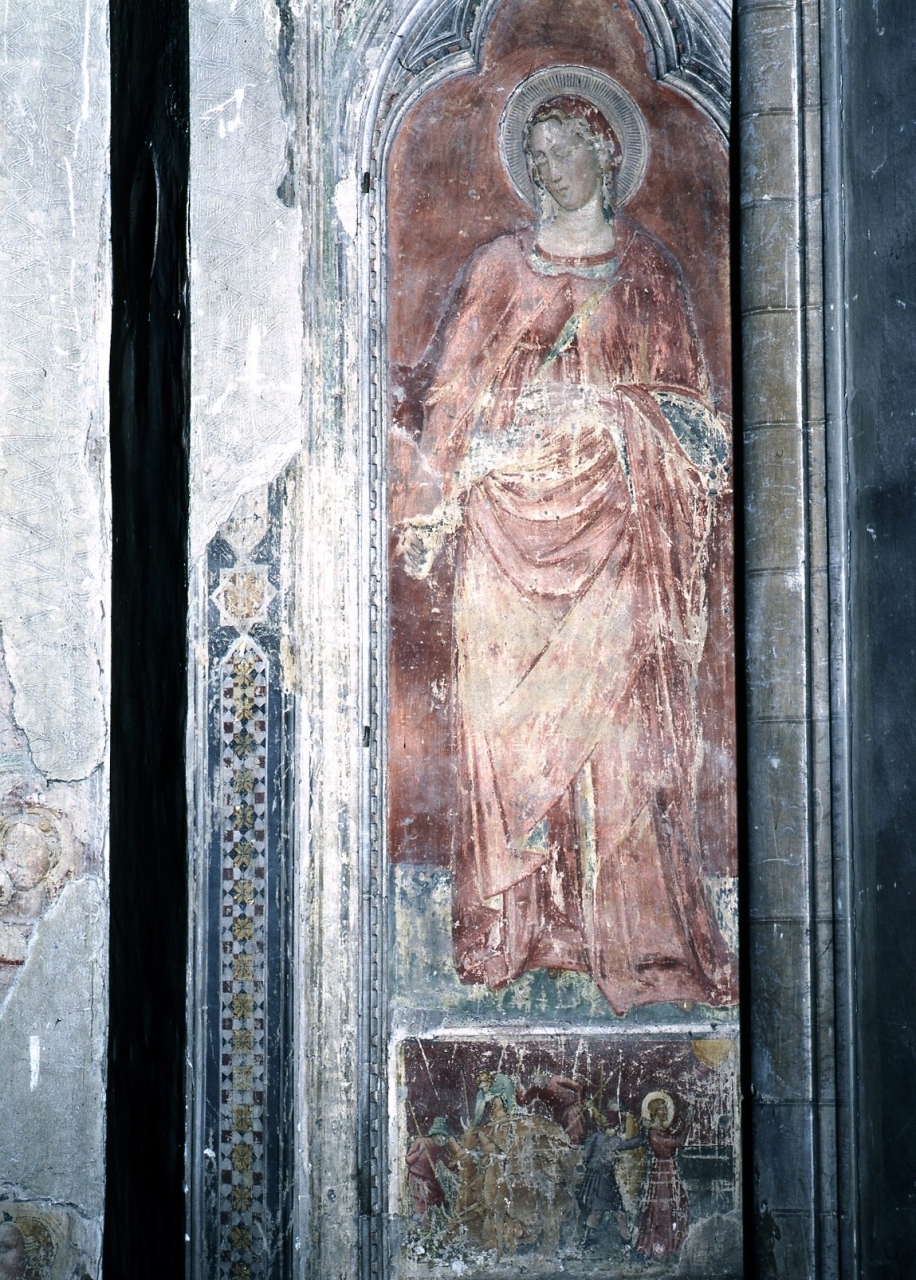 Santa Lucia/ martirio di Santa Lucia (dipinto murale staccato) di Cenni di Francesco di Ser Cenni (sec. XV)