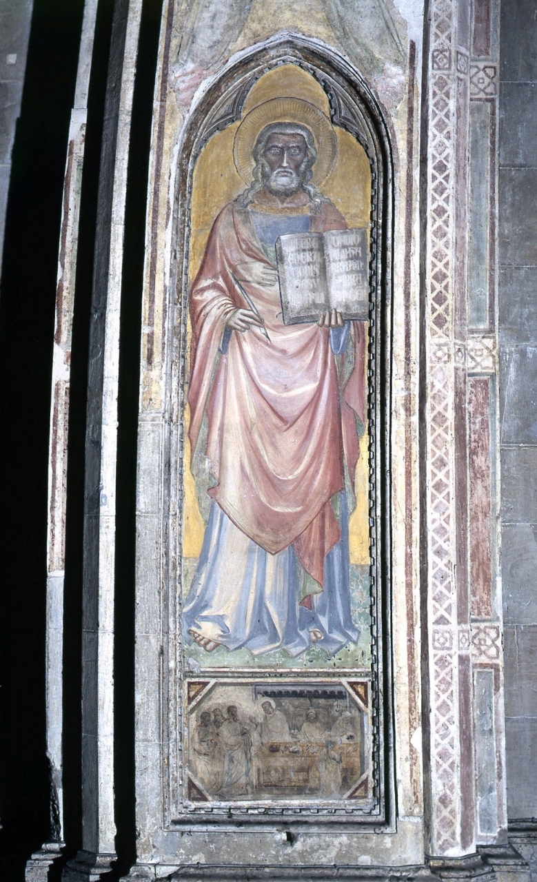 vocazione di San Matteo Evangelista (dipinto murale staccato) di Gerini Niccolò di Pietro (attribuito) (inizio sec. XV)