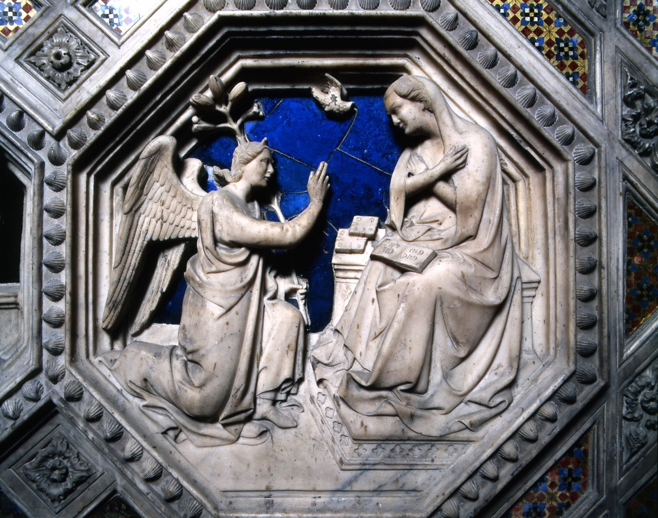 Annunciazione (rilievo) di Andrea di Cione detto Andrea Orcagna (e aiuti) (sec. XIV)