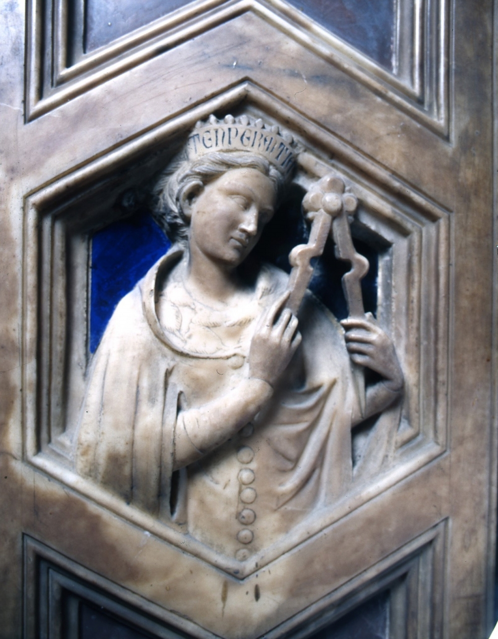 allegoria della Temperanza (rilievo) di Andrea di Cione detto Andrea Orcagna (e aiuti) (sec. XIV)