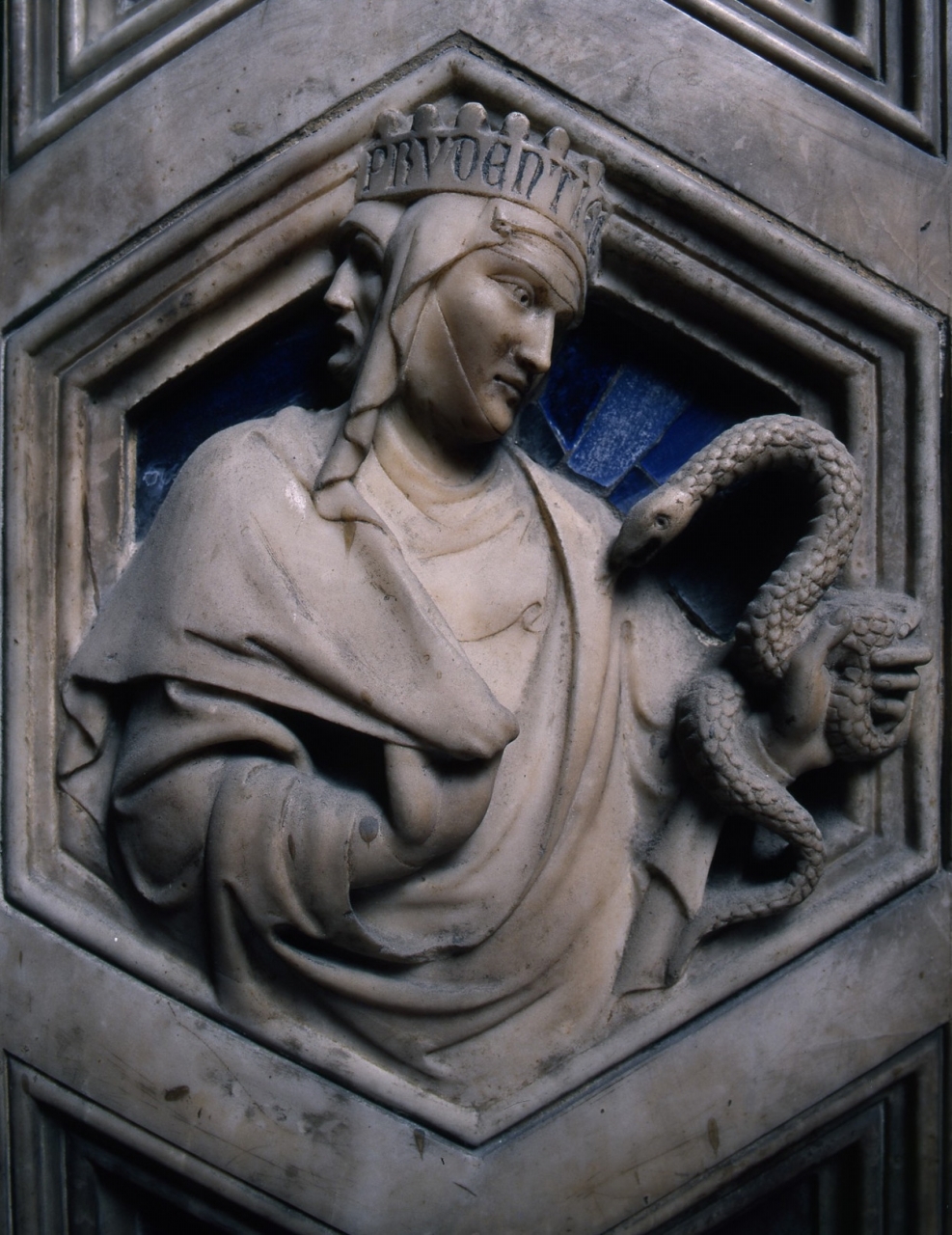 allegoria della Prudenza (rilievo) di Andrea di Cione detto Andrea Orcagna (e aiuti) (sec. XIV)