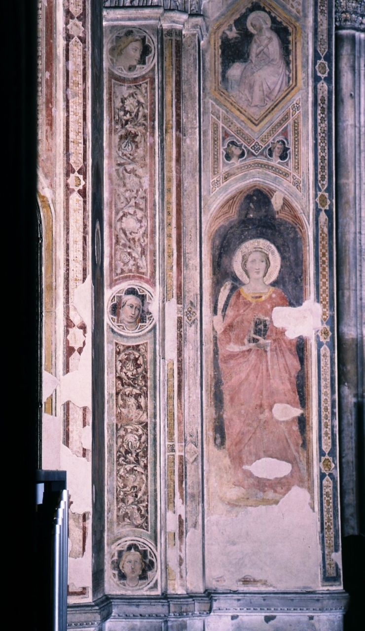 testa di santo (dipinto murale) - ambito fiorentino (secc. XIV/ XV)