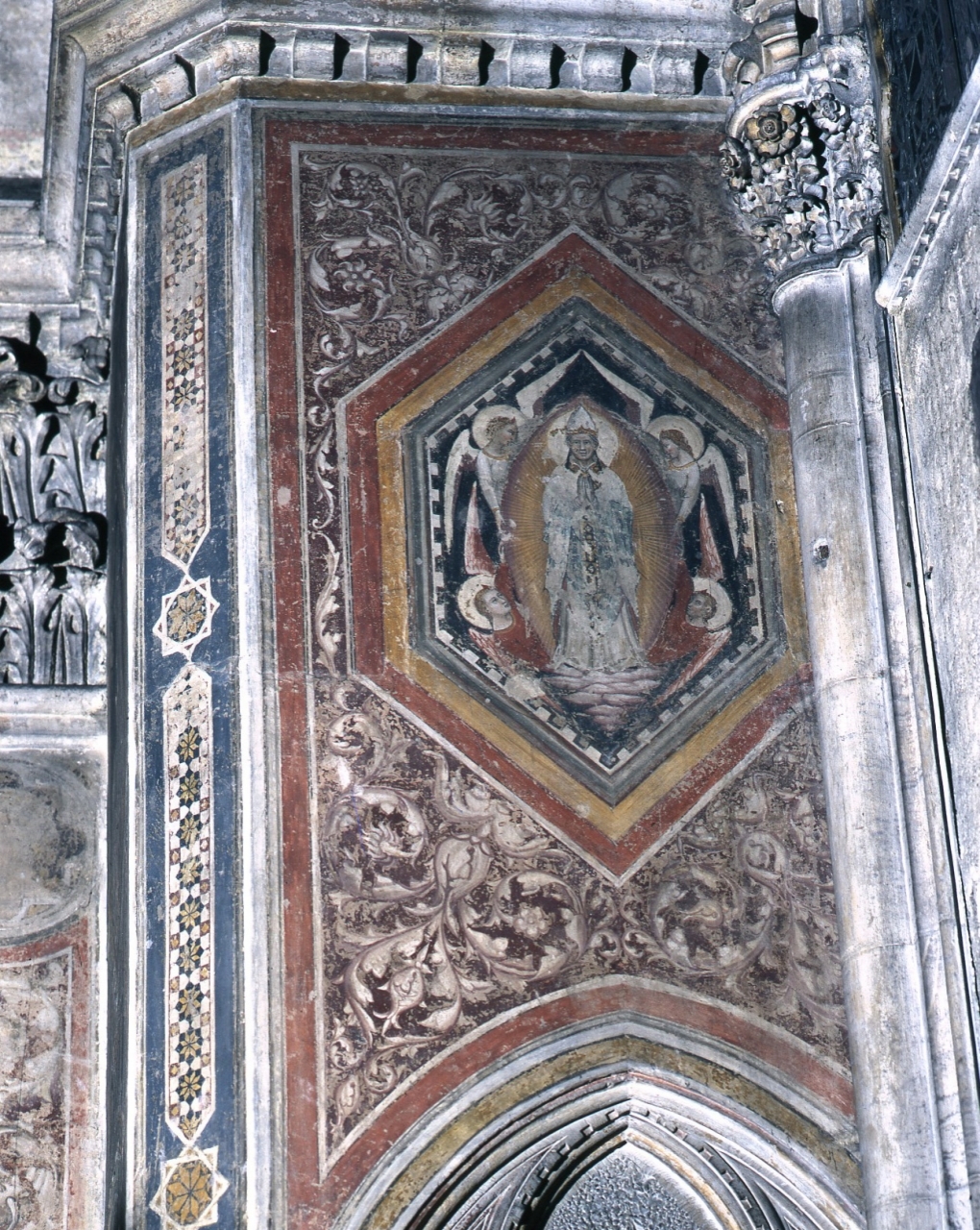 Santo vescovo (dipinto murale) - ambito fiorentino (sec. XV)