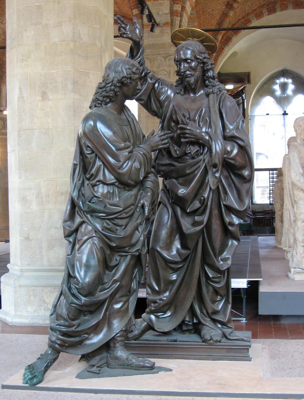 incredulità di San Tommaso (gruppo scultoreo) di Andrea di Michele di Francesco Cioni detto Andrea del Verrocchio (sec. XV)