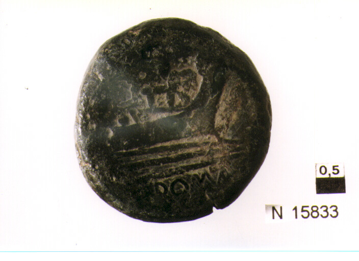 R/ effige di Giano bifronte in alto segno del valore; V/ prua a destra sopra segno del valore (moneta, asse) (sec. III a.C)