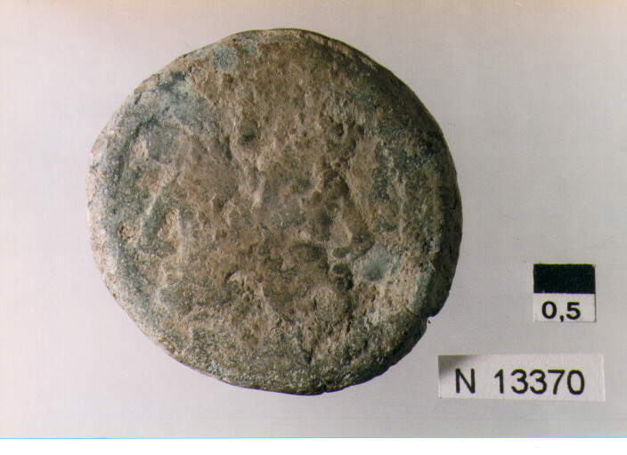 R: effige di Giano sormontata dal segno del valore-in alto I/V: prora di nave a destra-sotto Roma-davanti I (moneta, asse unciale) (sec. III a.C)