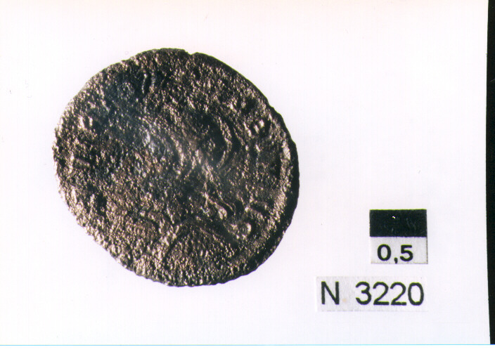 R/ buusto radiato elmato corazzato con lancia e scudo a sinistra; V/ Marteche avanza verso sinistra con ramo d'olivo, lancia e scudo (moneta, antoniniano) (sec. III d.C)