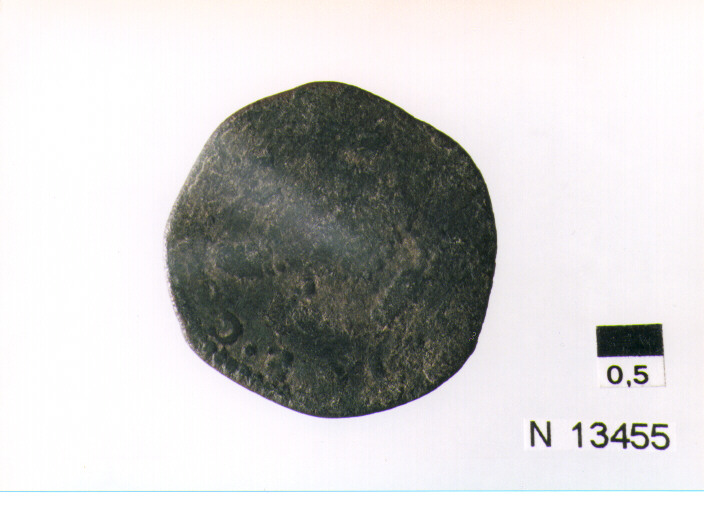 R/ illeggibile; V/ cornucopia ricolma di frutti e spighe (moneta, tornese) (sec. XVI d.C)