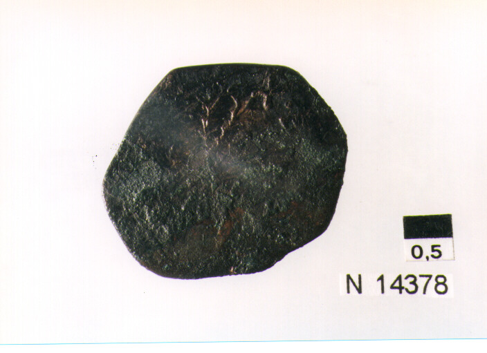 R/ scudo coronato contenente fascia iscritta; V/ tre spighe legate a un ramo d'olivo (moneta, pubblica del popolo) (sec. XVII d.C)