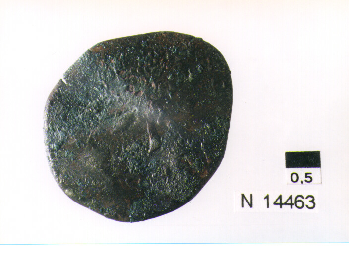 R/ scudo coronato contenente in una fascia iscrizione; V/ tre spighe legate da un ramoscello d'ulivo (moneta, pubblica del popolo) (sec. XVII d.C)