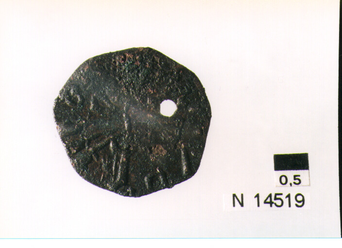 R/ scudo coronato contenente in una fascia iscrizione; V/ tre spighe legate da un ramoscello d'olivo (moneta, pubblica del popolo) (sec. XVII d.C)