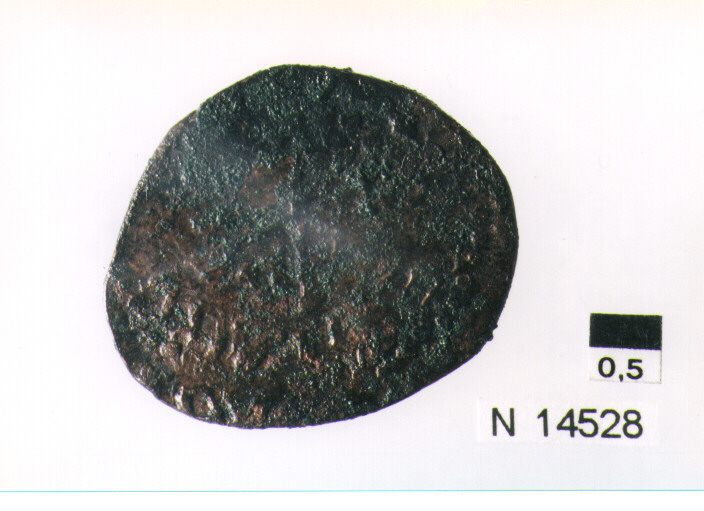 R/ scudo coronato contenente in una fascia iscrizione; V/ tre spighe legate da un ramoscello d'olivo (moneta, pubblica del popolo) (sec. XVII d.C)