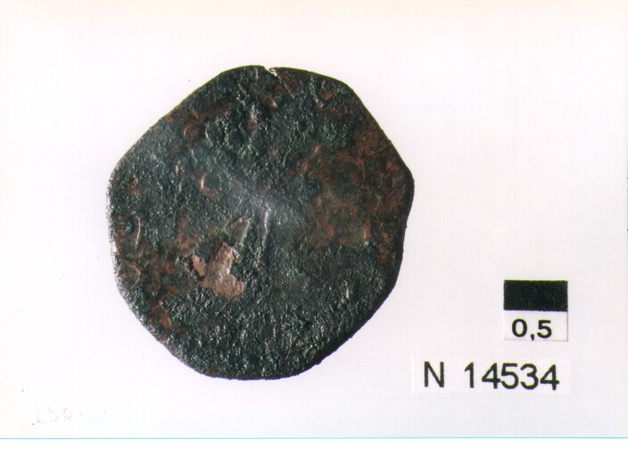 R/ scudo coronato contenente in una fascia iscrizione; V/ tre spighe legate da un ramoscello d'olivo (moneta, pubblica del popolo) (sec. XVII d.C)