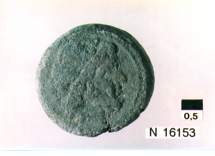 R/ testa laureata di Giove a destra; V/ prua di nave a destra, sopra segno del valore, segno del valore, sotto iscrizione (moneta, semisse) (sec. III a.C)