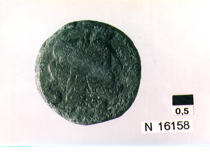 R/ testa di Giove a destra laureata dietro segno del valore; V/ prua di nave a destra, sopra segno del valore (moneta, semisse) (sec. III a.C)