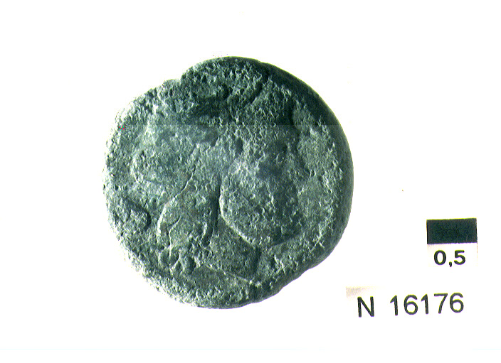 R/ testa di Giove laureato a destra, dietro segno del valore; V/ prua a destra (moneta, semisse) (sec. III a.C)