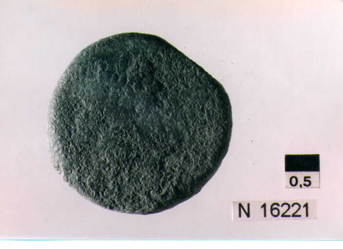 R/ testa di Giove laureato a destra, dietro segno del valore; V/ prua di nave a destra, sopra segno del valore, sotto iscrizione (moneta, semisse) (sec. III a.C)