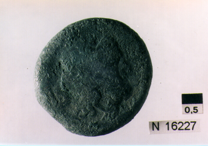 R/ testa di Giove laureato a destra, dietro segno del valore; V/ prua di nave a destra, sopra segno del valore (moneta, semisse) (sec. III a.C)