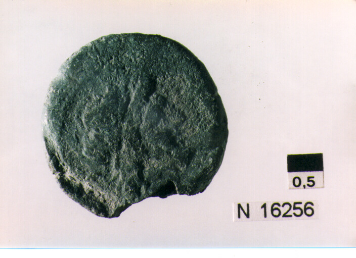 R/ testa di Giove laureato a destra dietro segno del valore; V/ prua di nave a destra sopra segno del valore (moneta, semisse) (sec. III a.C)