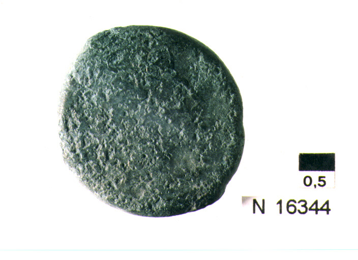 R/ testa di Giove laureato a destra; V/ prua di nave a destra, sotto iscrizione (moneta, semisse) (sec. III a.C)