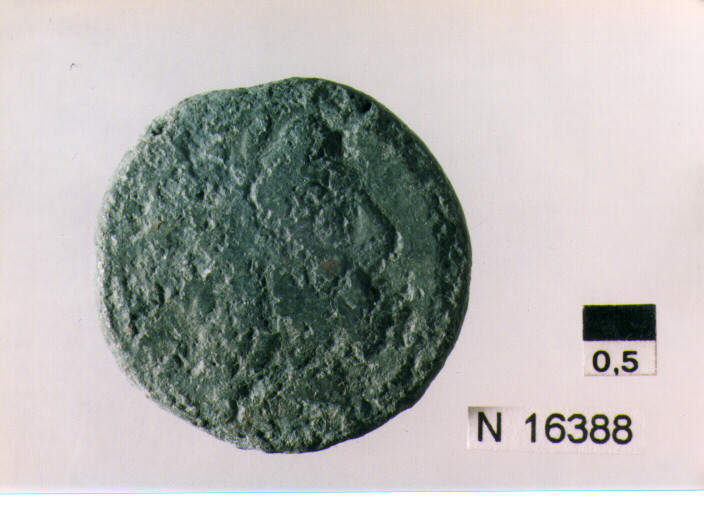 R/ testa di Giove laureato a destra, dietro segno del valore; V/ prua di nave a destra, sopra segno del valore, sotto iscrizione (moneta, semisse) (sec. III a.C)