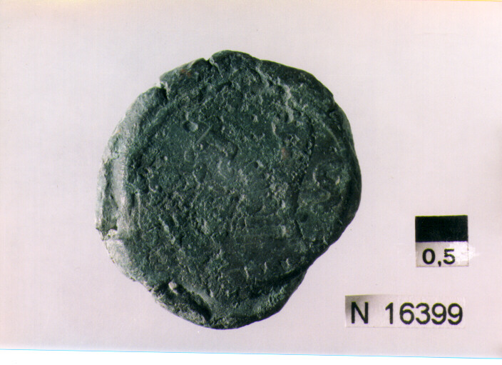 R/ testa di Giove; V/ illeggibile (moneta, semisse) (sec. III a.C)