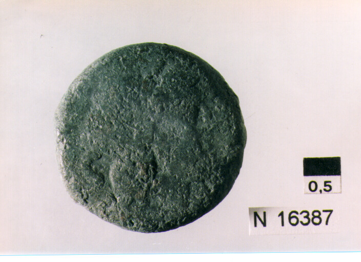 R/ testa di Giove laureato a destra, dietro segno del valore; V/ prua di nave a destra, sopra segno del valore, sotto iscrizione (moneta, semisse) (sec. III a.C)