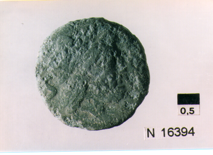 R/ testa di Giove laureato a destra, dietro segno del valore; V/ prua di nave a destra, sopra segno del valore, sotto iscrizione (moneta, semisse) (sec. III a.C)