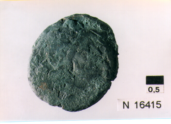 R/ testa di Giove laureato a destra, dietro segno del valore; V/ prua a destra (moneta, semisse) (sec. III a.C)