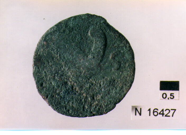 R/ testa di Giove laureato a destra; V/ prua a destra (moneta, semisse) (sec. III a.C)