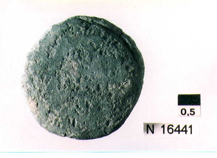 R/ illeggibile; V/ prua di nave a destra (moneta, semisse) (sec. III a.C)