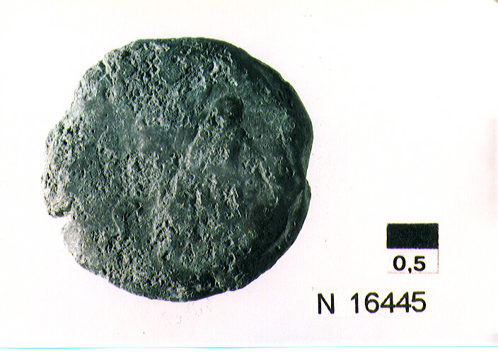 R/ testa di Giove laureato a destra, dietro segno del valore; V/ prua a destra (moneta, semisse) (sec. III a.C)