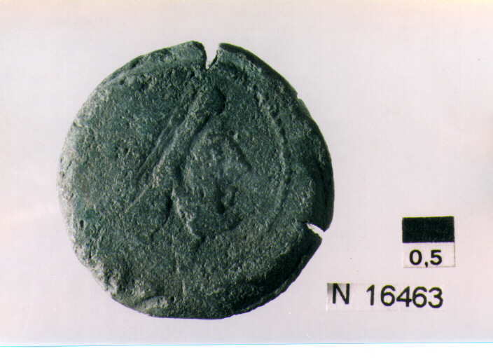 R/ testa di Giove laureato a destra, dietro segno del valore; V/ prua a destra, davanti segno del valore, sotto iscrizione (moneta, semisse) (sec. III a.C)