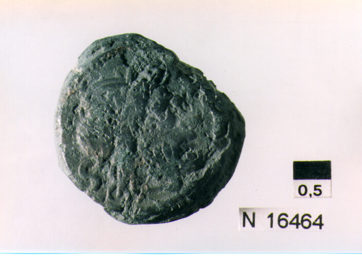 R/ testa di Giove laureato a destra; V/ prua a destra, davanti segno del valore, sotto iscrizione (moneta, semisse) (sec. III a.C)