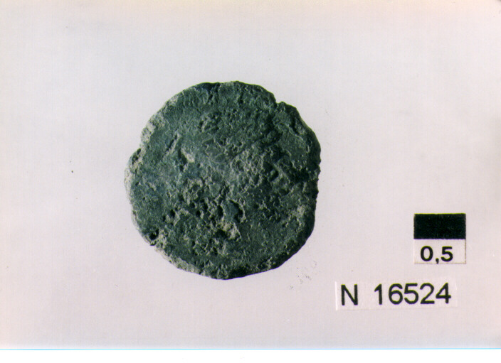 R/ testa di Ercole a destra, dietro segno del valore; V/ prua a destra (moneta, quadrante) (sec. III a.C)