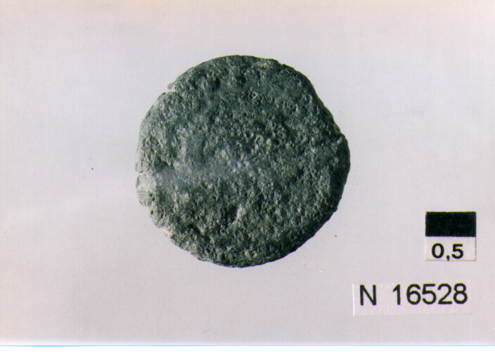 R/ testa di Ercole a destra, dietro segno del valore (tre globetti) (moneta, quadrante) (sec. I a.C)