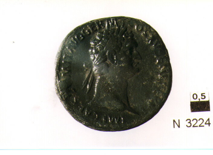R/ testa laureata di Domiziano a destra; V/ moneta stante a sinistra con cornucopia e bilancia (moneta, asse) (sec. I d.C)