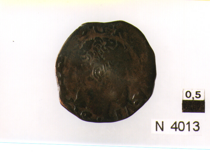 R/ testa nuda a destra; V/ croce di Gerusalemme accantonata da quattro crocette (moneta, tre cavalli) (sec. XVI d.C)