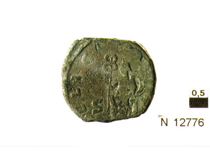 R/ testa laureata di imperatore non identificato a destra; V/ Felicitas(?) stante a sinistra con caduceo e cornucopia (moneta, sesterzio) (sec. III d.C)