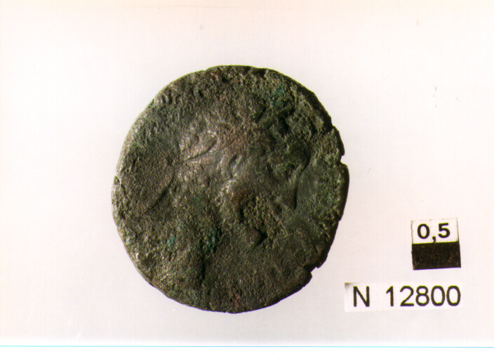 R/ testa laureata di M.Aurelio(?) a destra; V/ Felicitas(?) stante a sinistra con caduceo e spighe di grano (moneta, asse) (sec. II d.C)