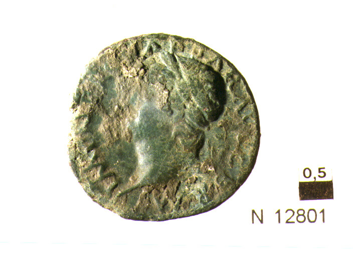 R/ testa laureata di Nerone a sinistra; V/ Vittoria alata che avanza verso sinistra con palladium e palma(?) (moneta, asse) (sec. I d.C)