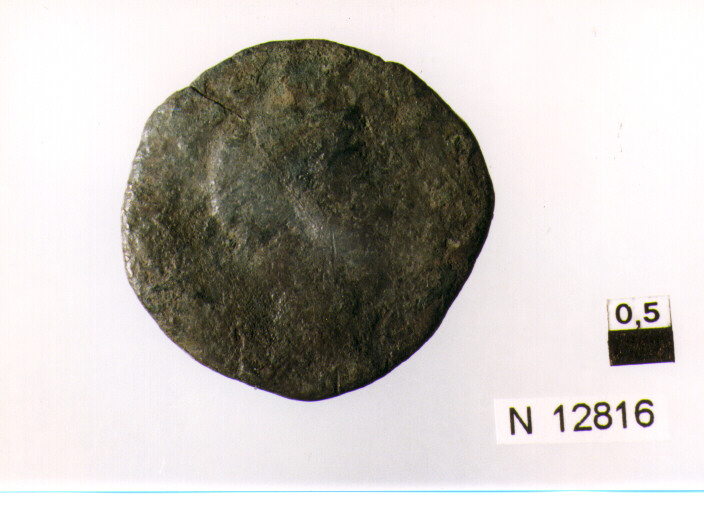 R/ testa nuda di Augusto a destra; V/ iscrizione nel campo (moneta, asse) (sec. I a.C)