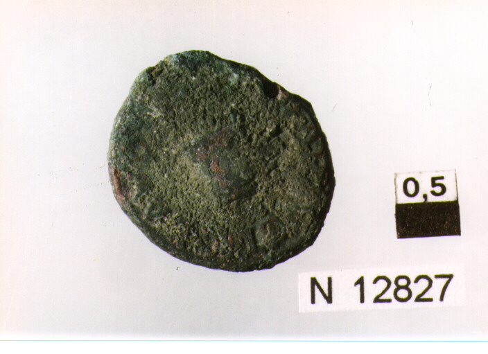 R/ modio nel campo a destra; V/ iscrizione nel campo (moneta, quadrante) (sec. I d.C)