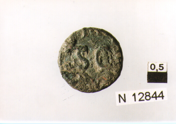 R/ simpulo e lituus; V/ iscrizione nel campo (moneta, quadrante) (sec. I a.C)