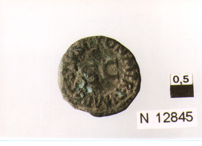 R/ mano a sinistra tiene una bilancia; V/ iscrizione nel campo (moneta, quadrante) (sec. I d.C)