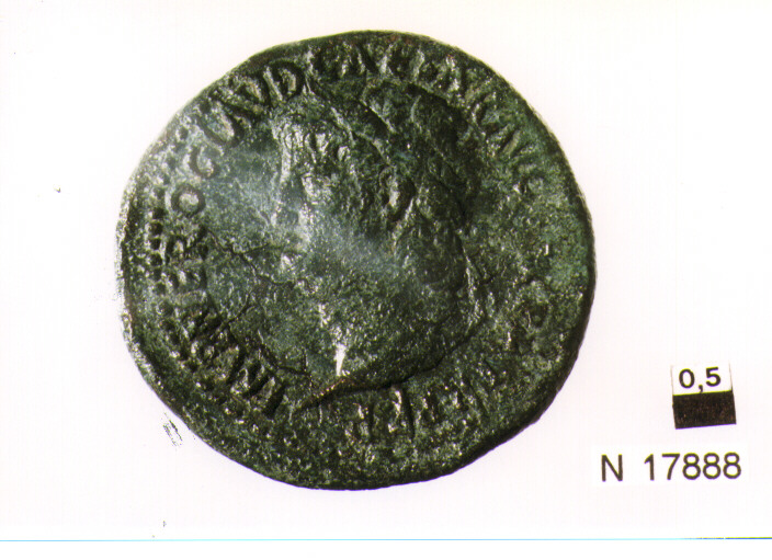 R/ testa di Nerone laureato a sinistra; V/ facciata del tempio di Giano (moneta, sesterzio) (sec. I d.C)