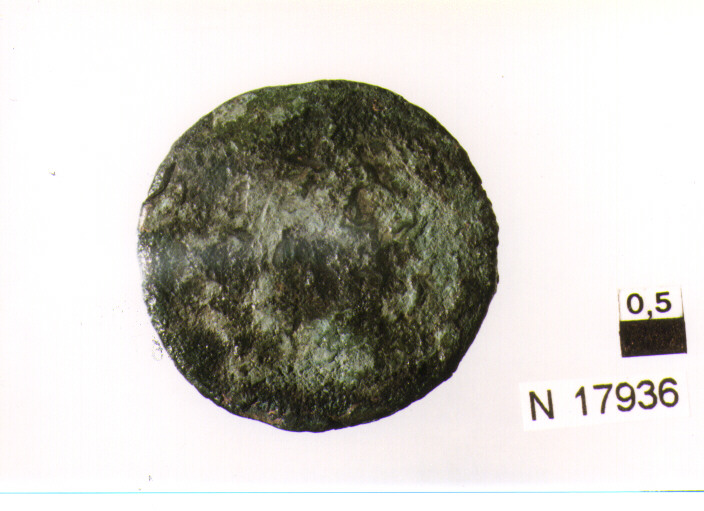 R/ testa di Giove a destra; V/ prua a destra, sopra segno del valore, davanti ancora (moneta, semisse) (sec. III a.C)