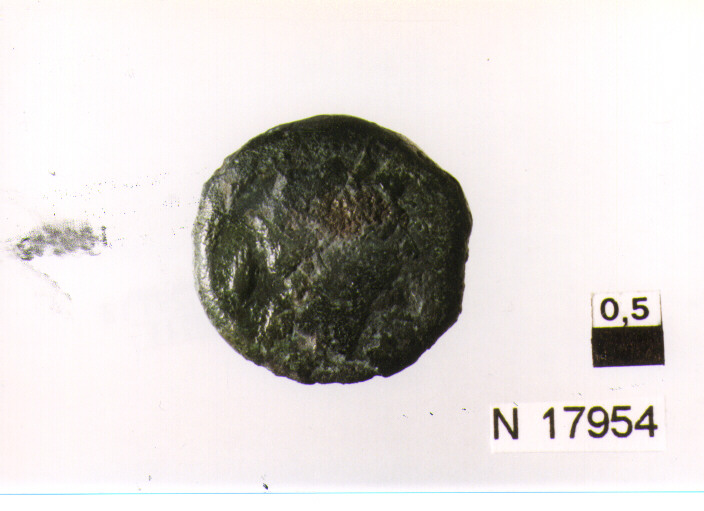 R/ testa di Apollo a destra, dietro la testa simbolo non identificabile; V/ toro androcefalo a destra (moneta, litra) (secc. IV/ III a.C)