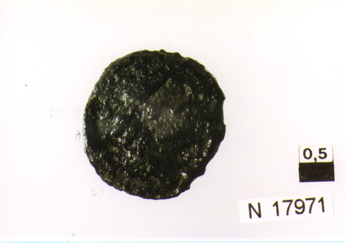 R/ testa di Mercurio a destra; V/ illeggibile (moneta, sestante) (sec. III a.C)